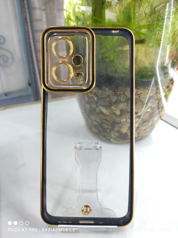 قاب شفاف دور طلایی Poco X5 5g / Redmi note 12 5g