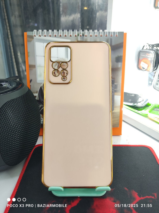 قاب ساده دور طلایی رنگ گلبهی Redmi note 11 pro 4g