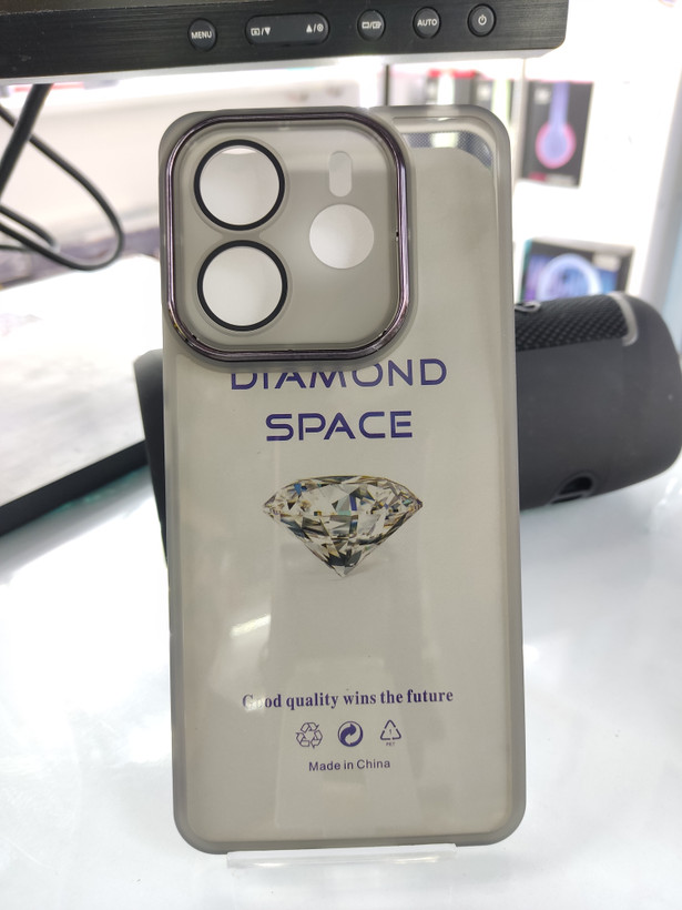 قاب Diamond Space ژله ای محافظ لنز گلس دار Xiaomi Redmi Note 14 4G - مشکی