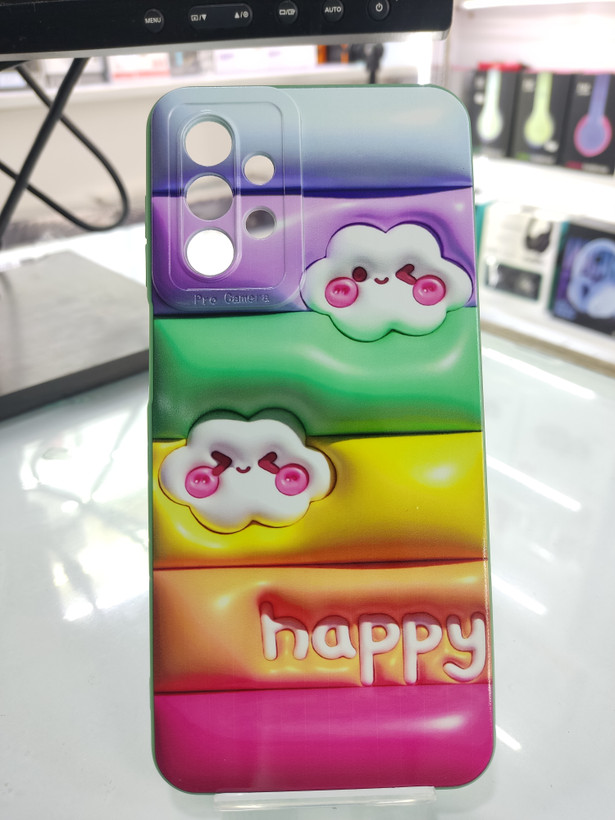 قاب گوشی سامسونگ A23 طرح رنگین کمانی ابری فانتزی دخترانه برجسته مدل Happy