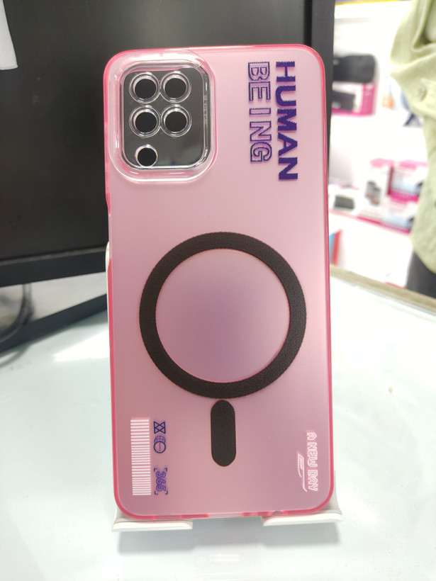 قاب so cool طرح مگ سیف هولوگرامی محافظ لنز شفاف گوشی Samsung A12/M12 رنگ صورتی