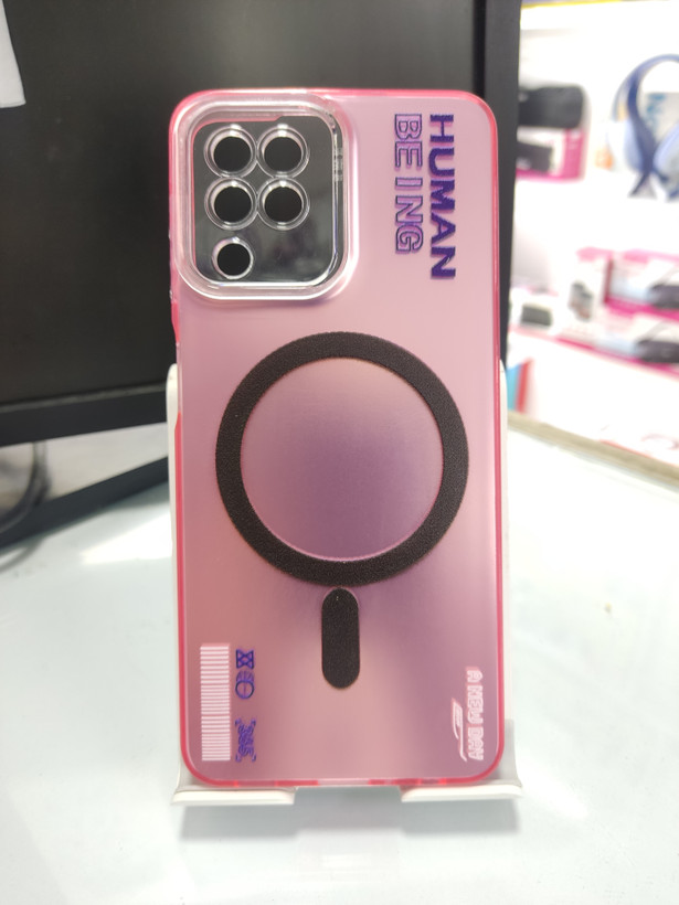 قاب so cool طرح مگ سیف هولوگرامی محافظ لنز شفاف گوشی Samsung A22-4g رنگ صورتی