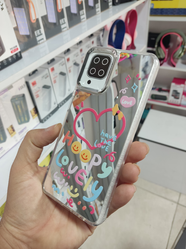 قاب فانتزی دخترونه آینه ای طرح happy lovely گوشی Samsung A12