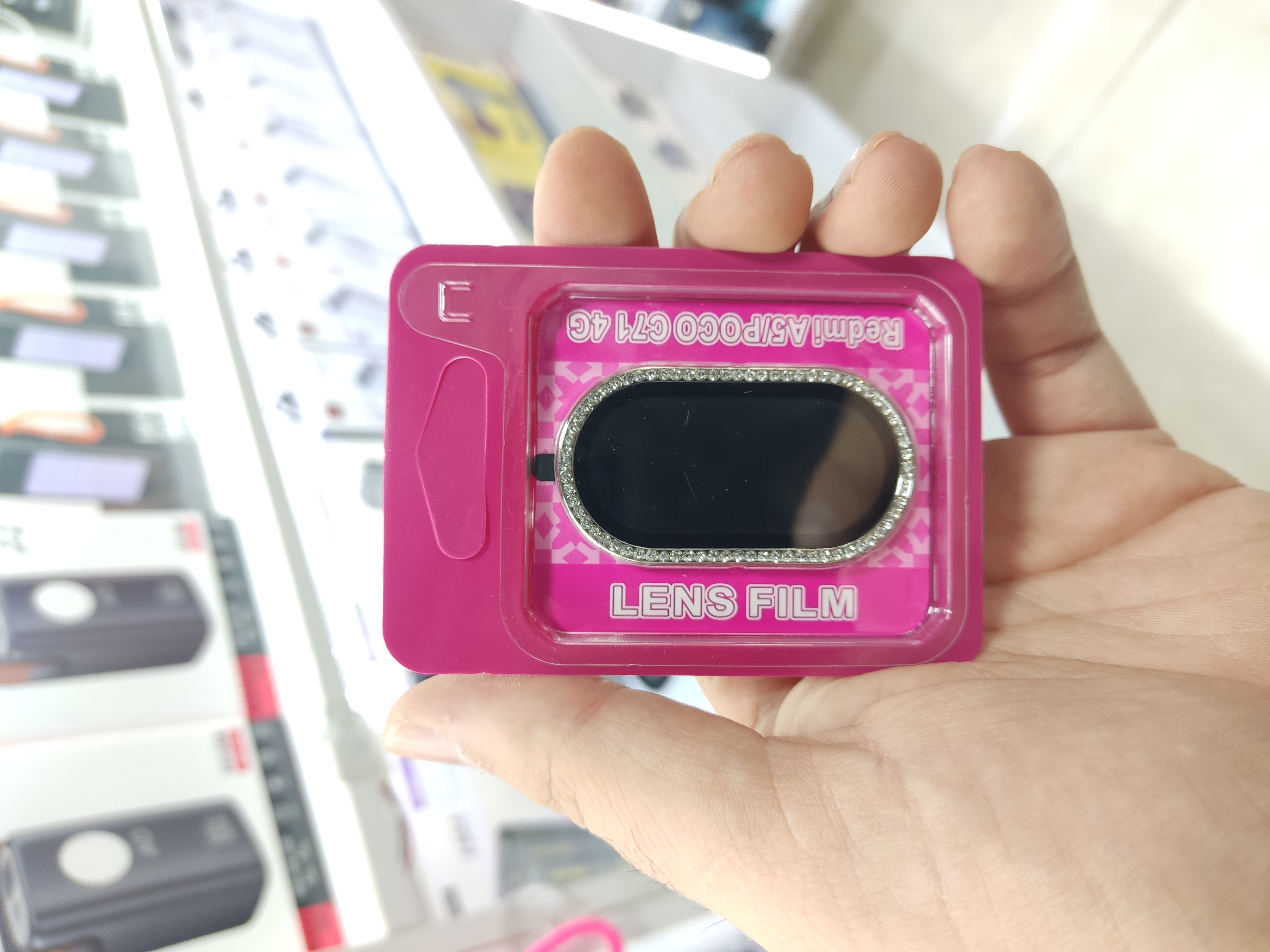 محافظ لنز رینگی اورجینال Full Cover نگین دار Xiaomi Redmi A5 / Poco C71 - نقره ای (پک دار) - MPS