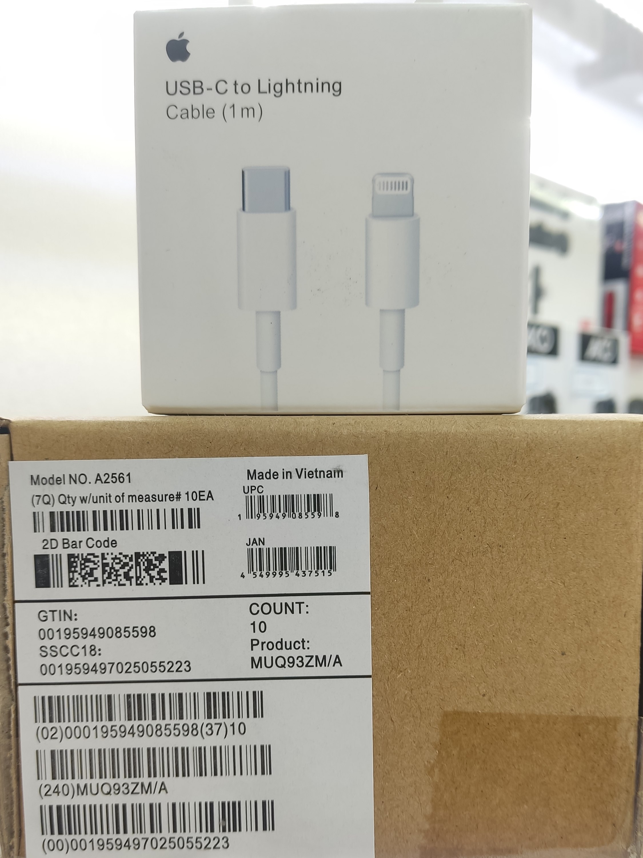 کابل شارژ آیفون 100% اورجینال - ساخت ویتنام - سریال MUQ93ZM/A کابل type C to Lightning