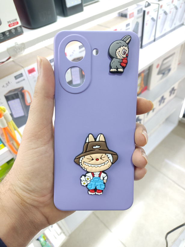 قاب Labubu برجسته محافظ لنزدار Xiaomi Redmi A5 / Poco C71 - یاسی - MPS