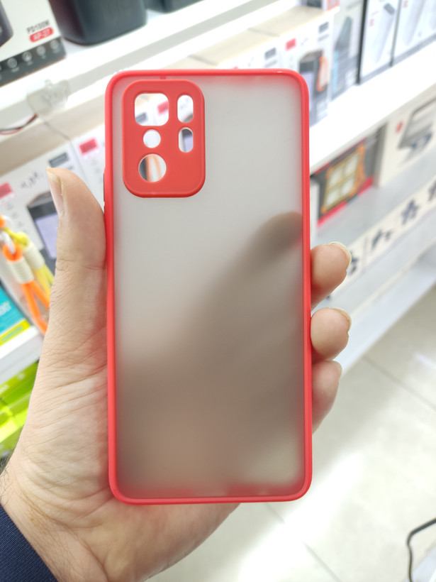 قاب پشت مات محافظ لنزدار Xiaomi Poco X3 GT / Note 10 Pro 5G - قرمز مشکی
