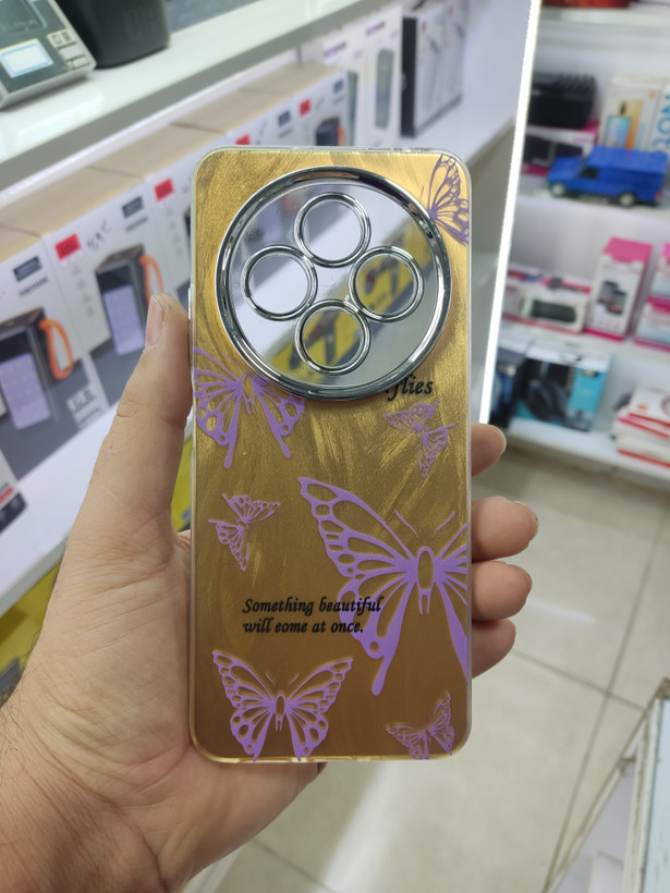 قاب فانتزی طرح پروانه ای بنفش دارای محافظ لنز برجسته گوشی Xiaomi Redmi 14C / Poco C75