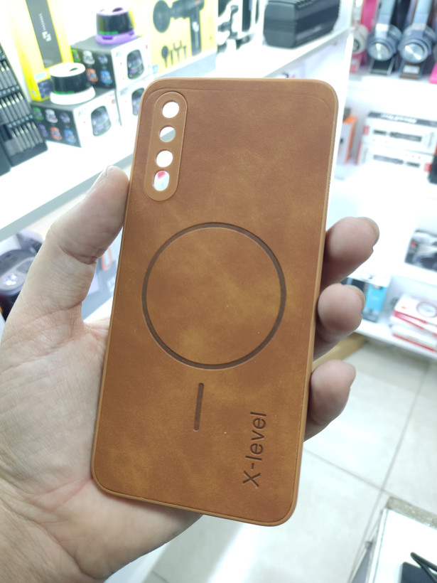 قاب Xlevel جیر طرح مگ سیف محافظ لنزدار Samsung Galaxy A50 / A50s / A30s - عسلی