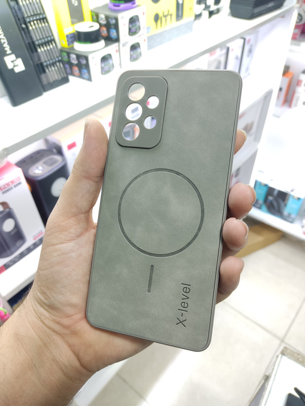 قاب Xlevel جیر طرح مگ سیف محافظ لنزدار Samsung Galaxy A72 - طوسی