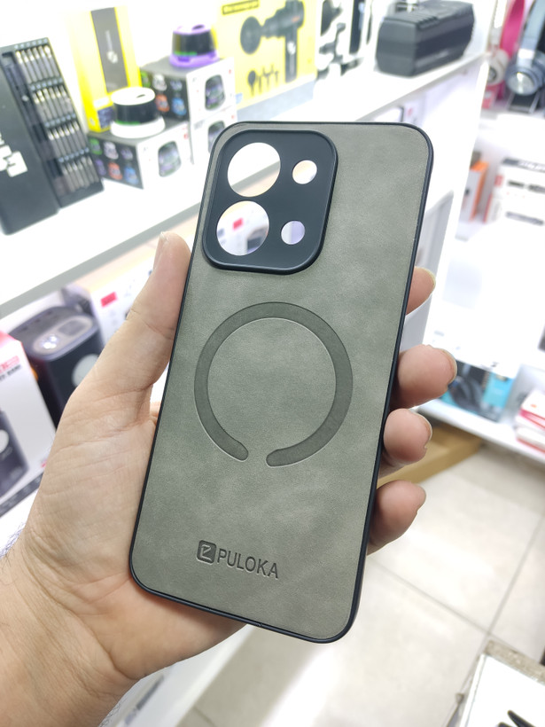قاب Puloka جیر طرح مگ سیف محافظ لنزدار Xiaomi Redmi 15C / Poco C85 - طوسی