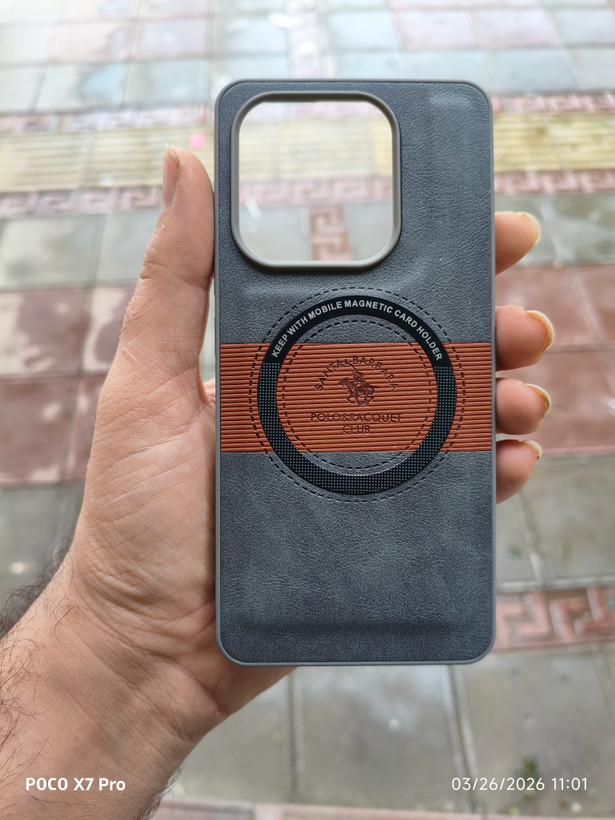 قاب Santa Barbara چرمی مگسیف فعال گوشی Redmi Note 14 4g رنگ خاکستری