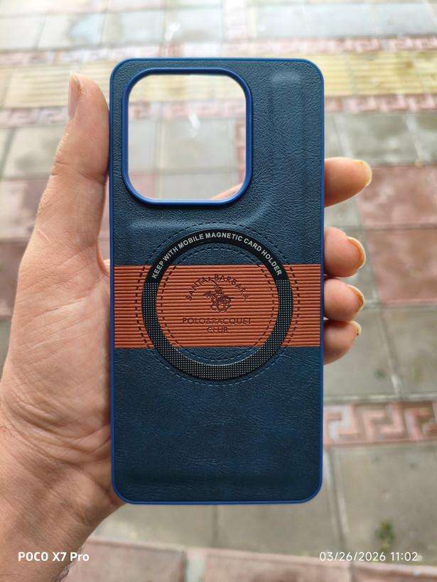 قاب Santa Barbara چرمی مگسیف فعال گوشی Redmi Note 14 4g رنگ سرمه ای