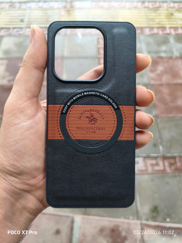 قاب Santa Barbara چرمی مگسیف فعال گوشی Redmi Note 14 4g رنگ مشکی