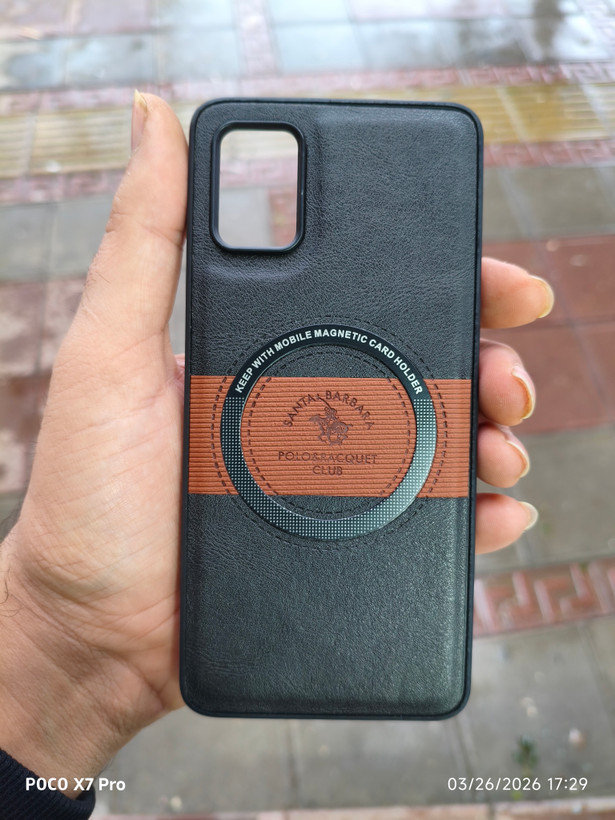 قاب Santa Barbara چرمی مگسیف فعال گوشی Samsung A51 رنگ مشکی