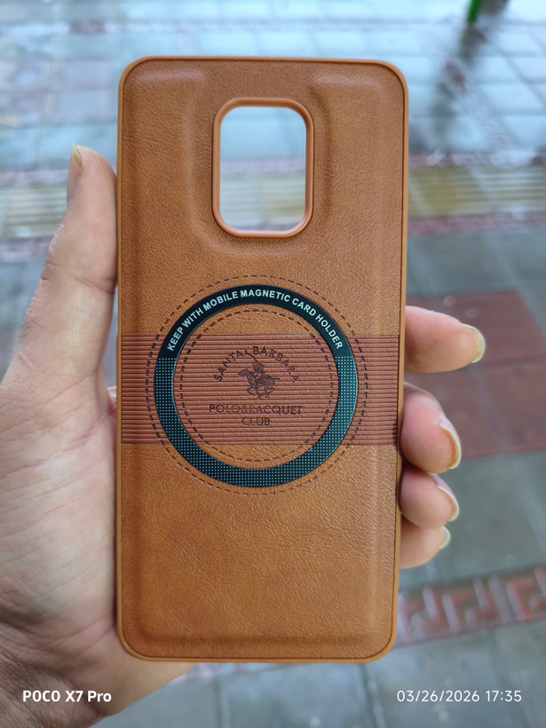 قاب Santa Barbara چرمی مگسیف فعال گوشی Xiaomi Redmi note 9 pro / Redmi note 9s رنگ قهوه ای