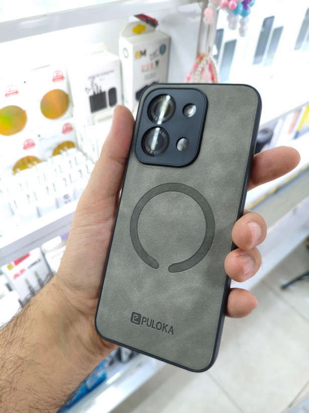 قاب Puloka جیر طرح مگ سیف محافظ لنزدار Xiaomi Redmi 15C / Poco C85 - طوسی