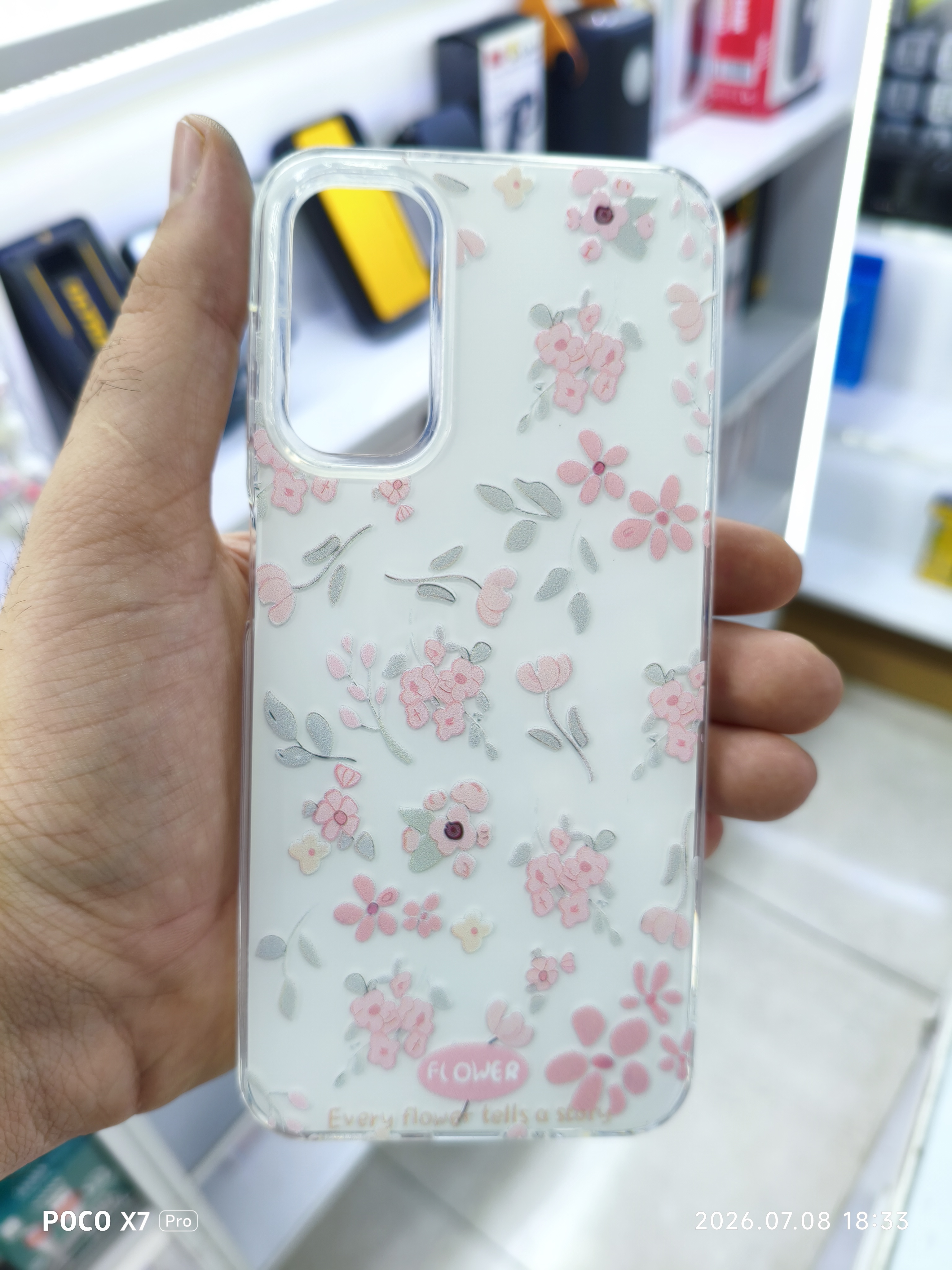 قاب گل صورتی لایت بگ گراند سفید گوشی Samsung A14