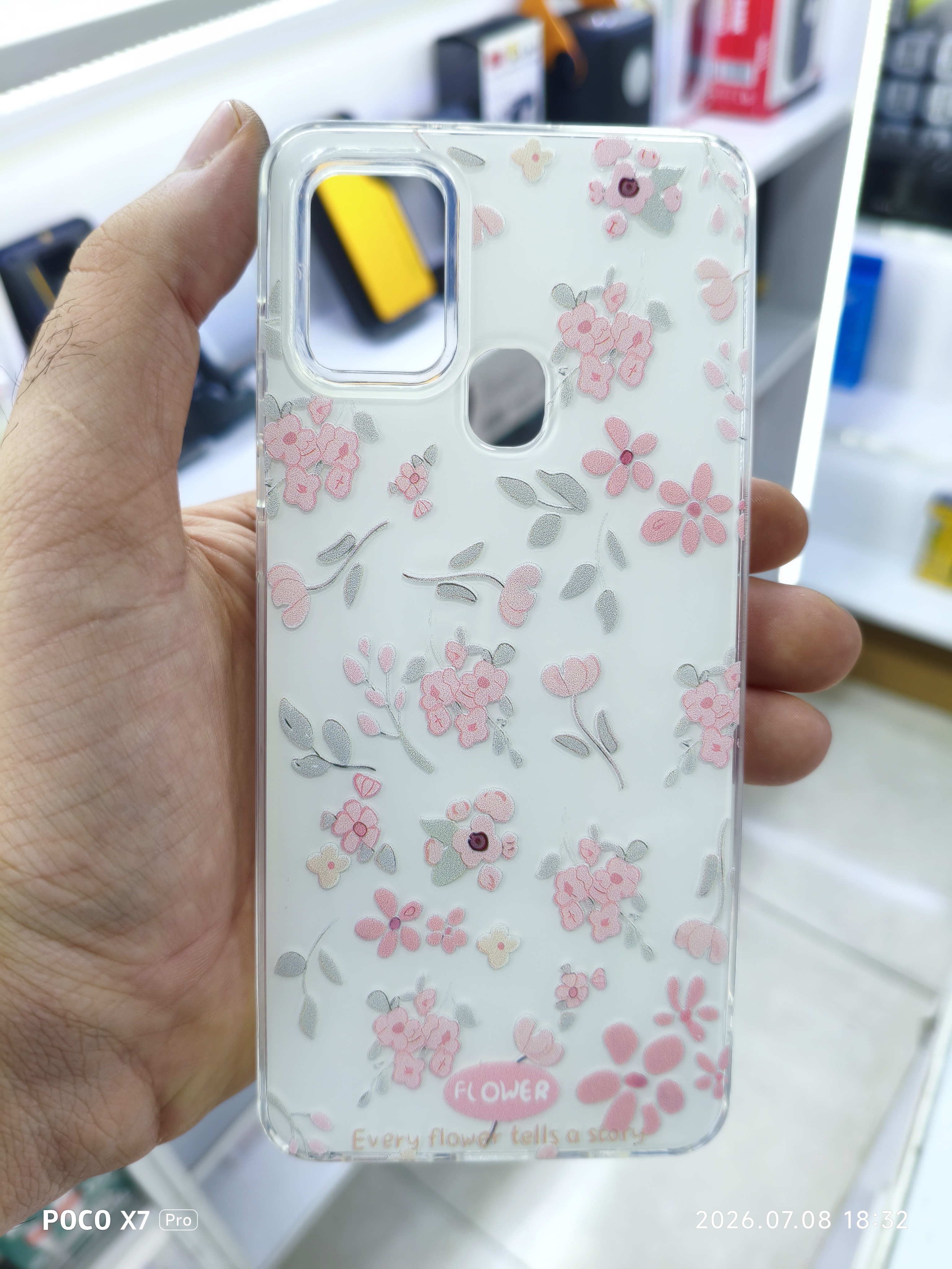 قاب گل صورتی لایت بگ گراند سفید گوشی Samsung A21S
