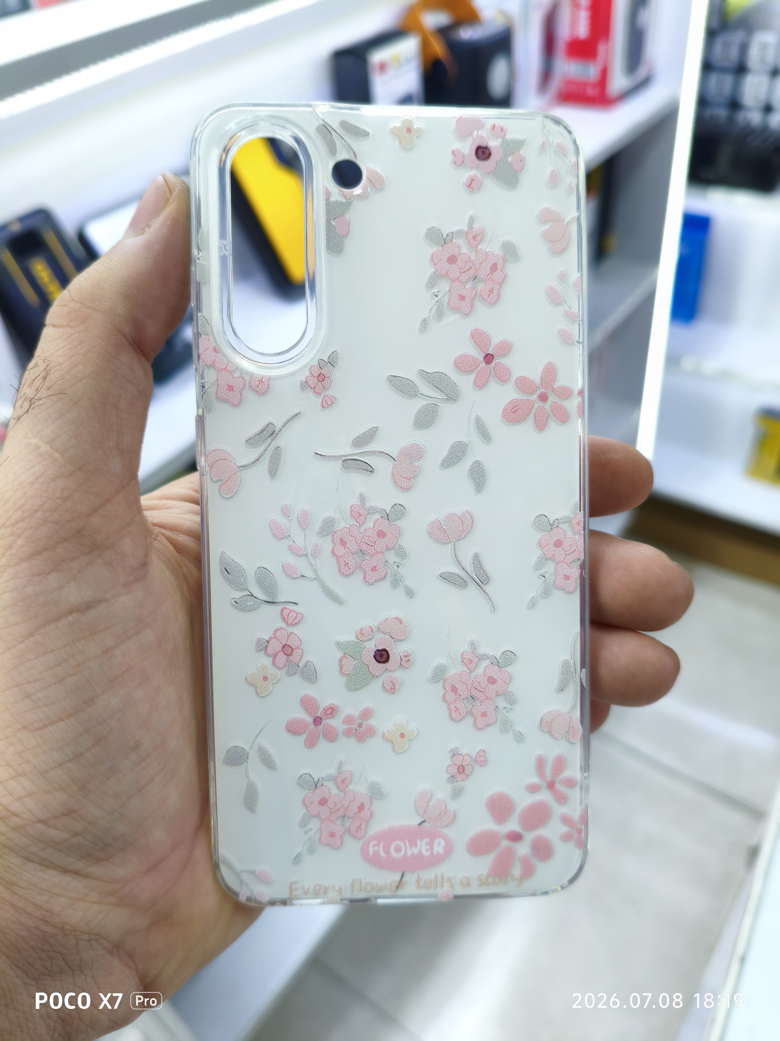 قاب گل صورتی لایت بگ گراند سفید گوشی Samsung S21FE