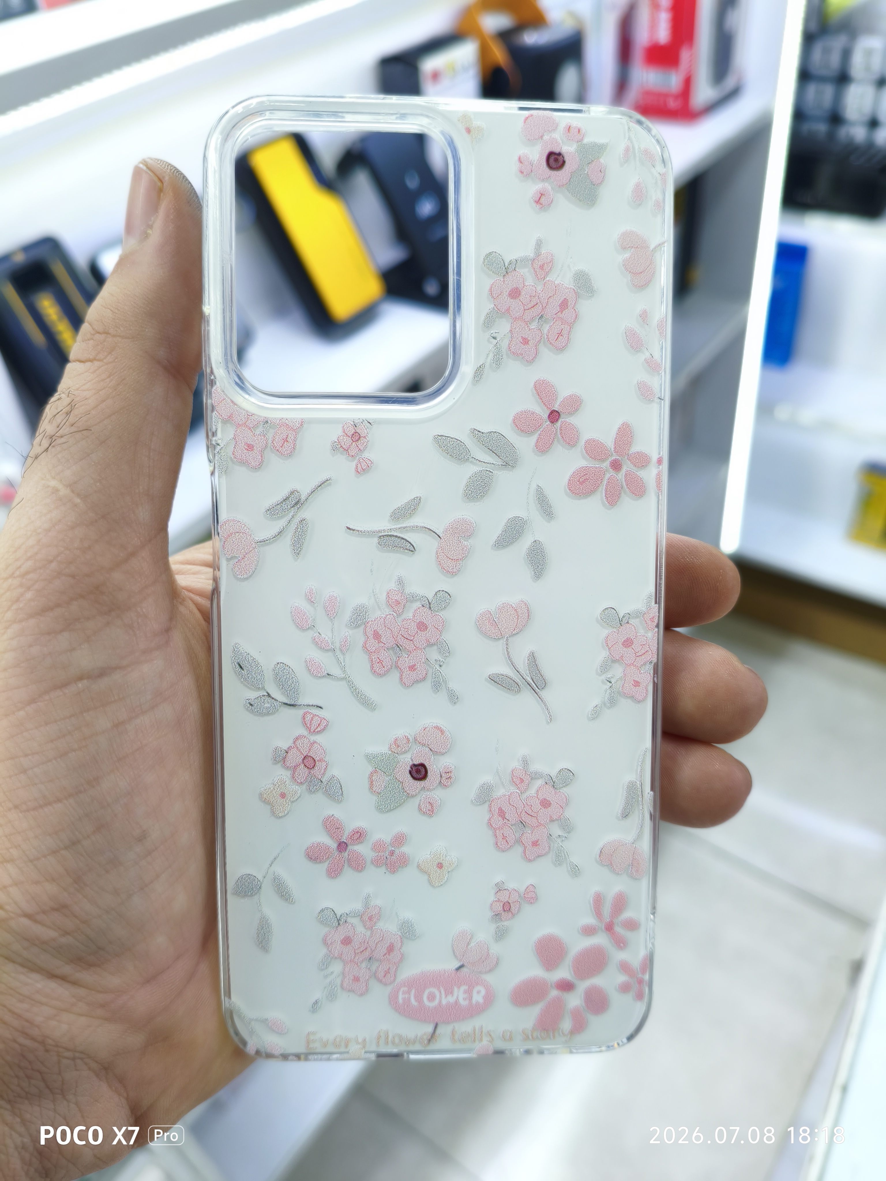 قاب گل صورتی لایت بگ گراند سفید گوشی Xiaomi Redmi Note 10 4g/ Note 10s / Poco m5s
