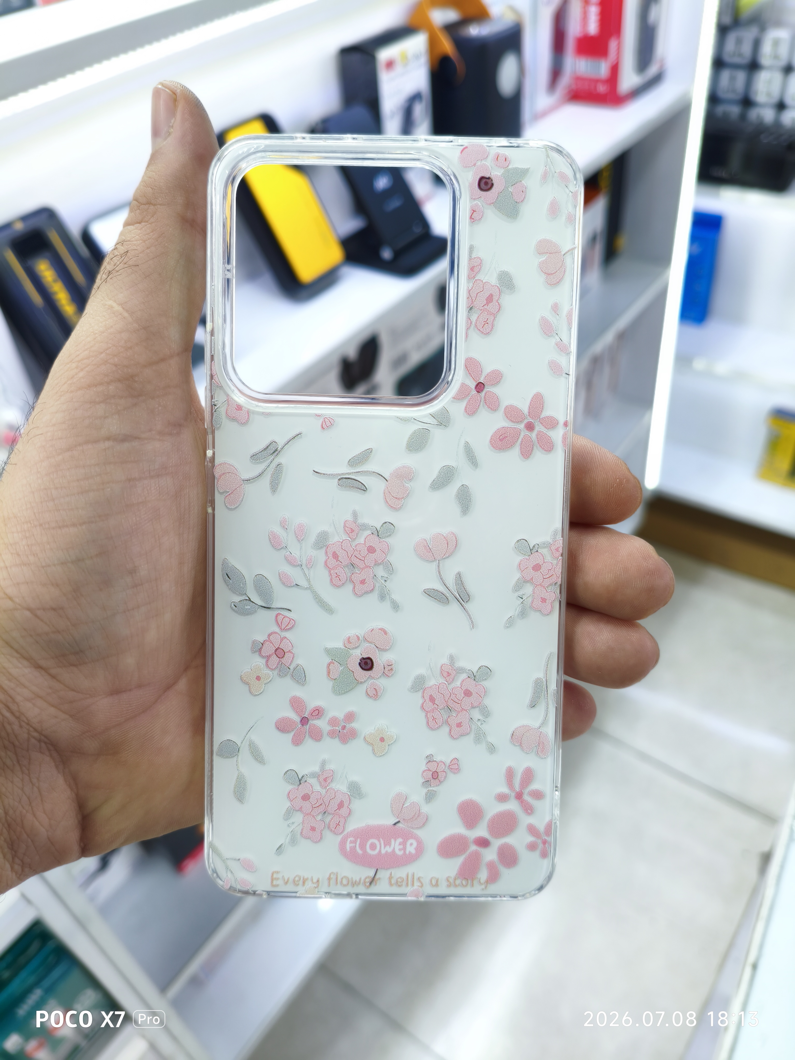 قاب گل صورتی لایت بگ گراند سفید گوشی Xiaomi Redmi Note 14 4g