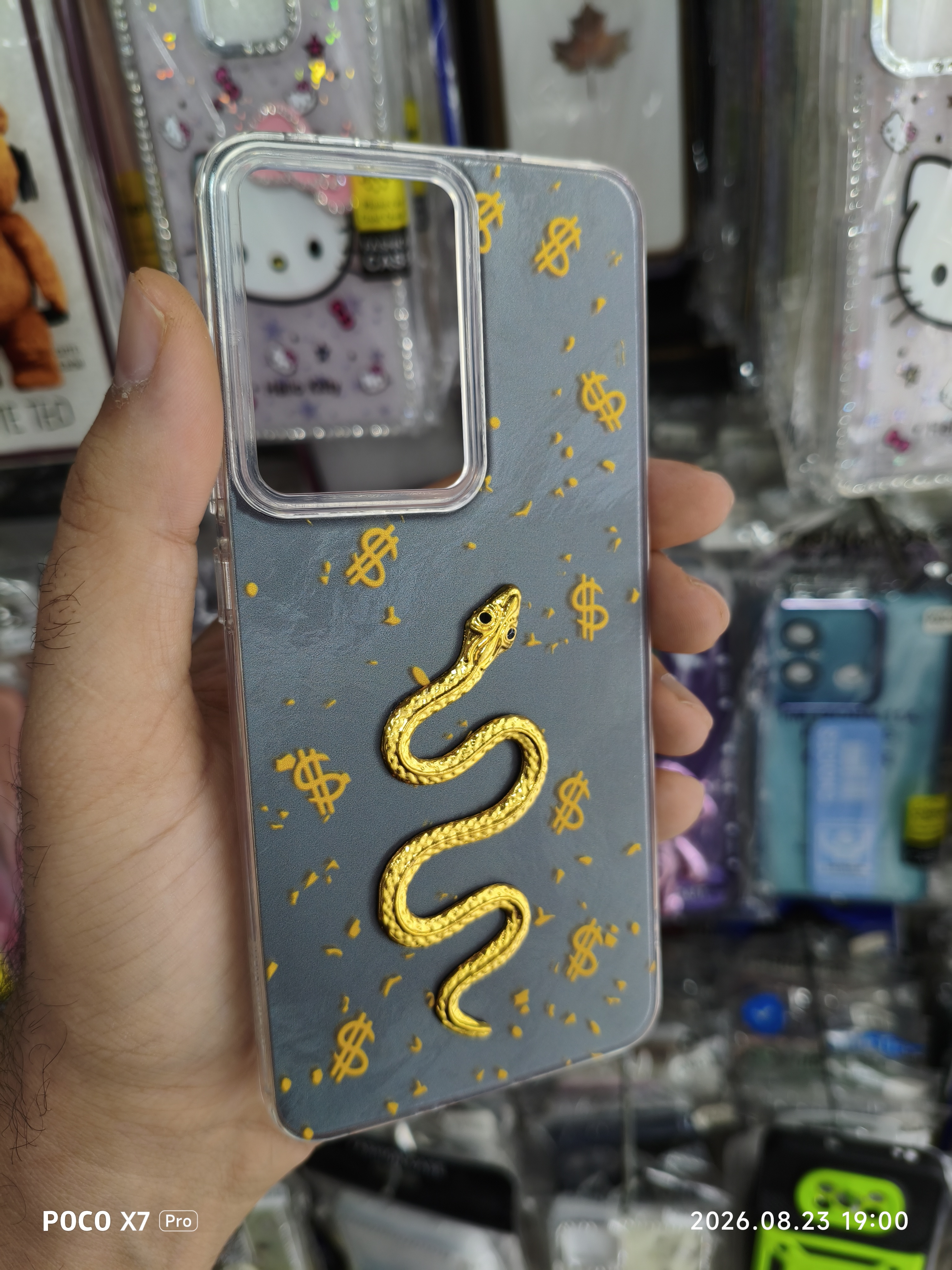 قاب گوشی Poco X7 pro شیائومی طرح مار برجسته و دلار رنگ سبز تیره