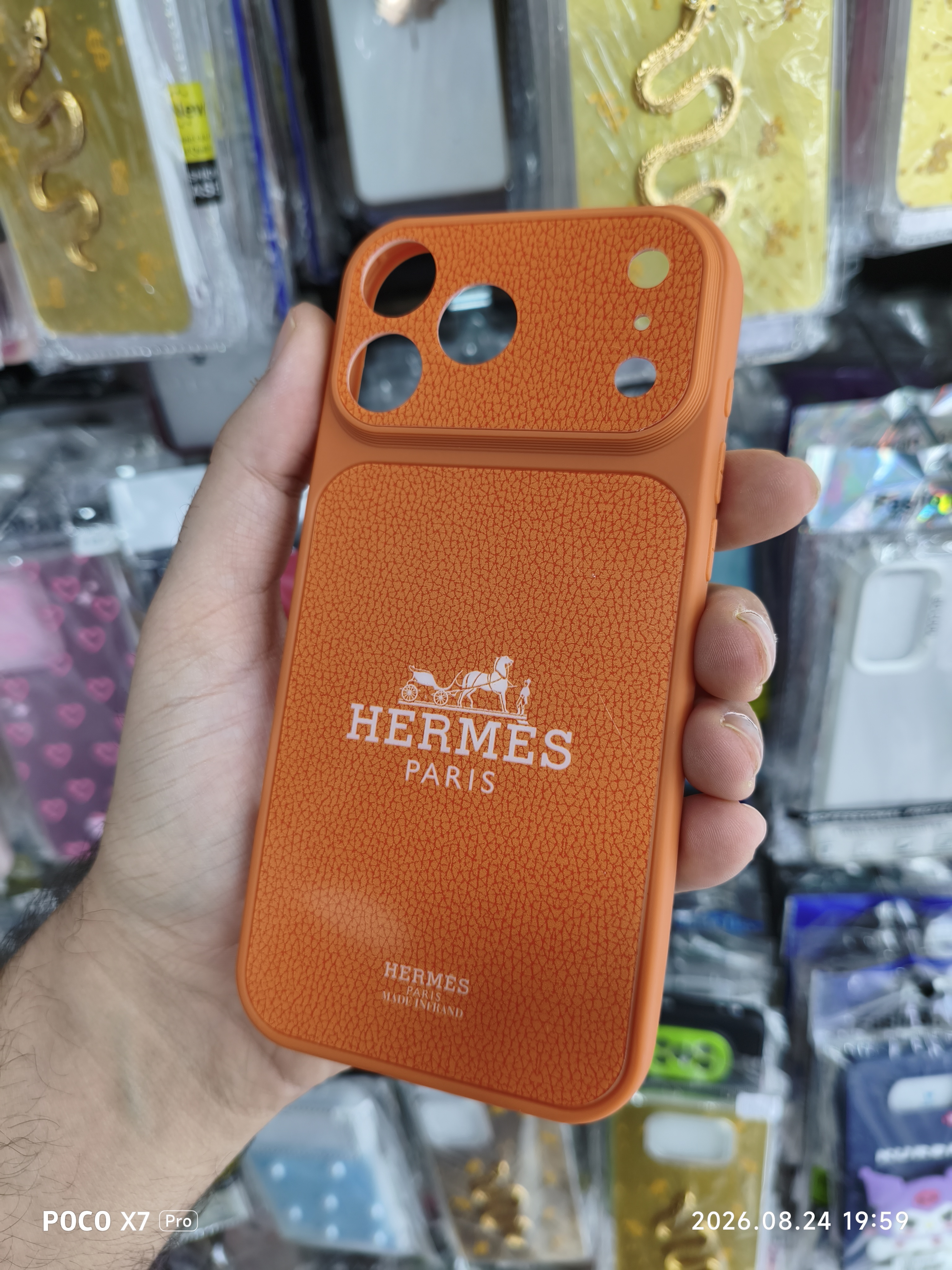 قاب iphone 17 pro max طرح هرمس Hermes | قاب لوکس و خاص نارنجی