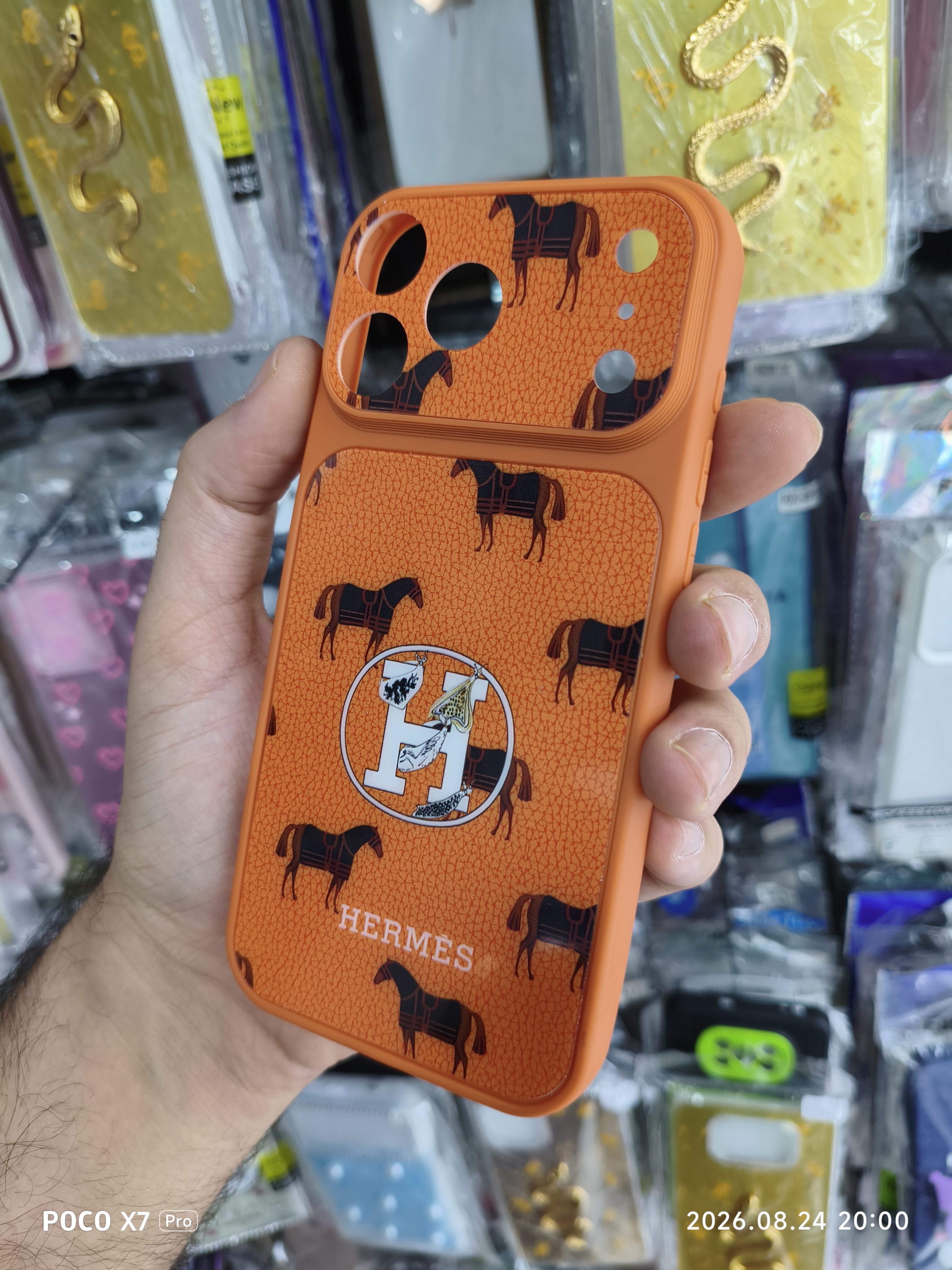 قاب iphone 17 pro max طرح هرمس Hermes | قاب لوکس و خاص نارنجی