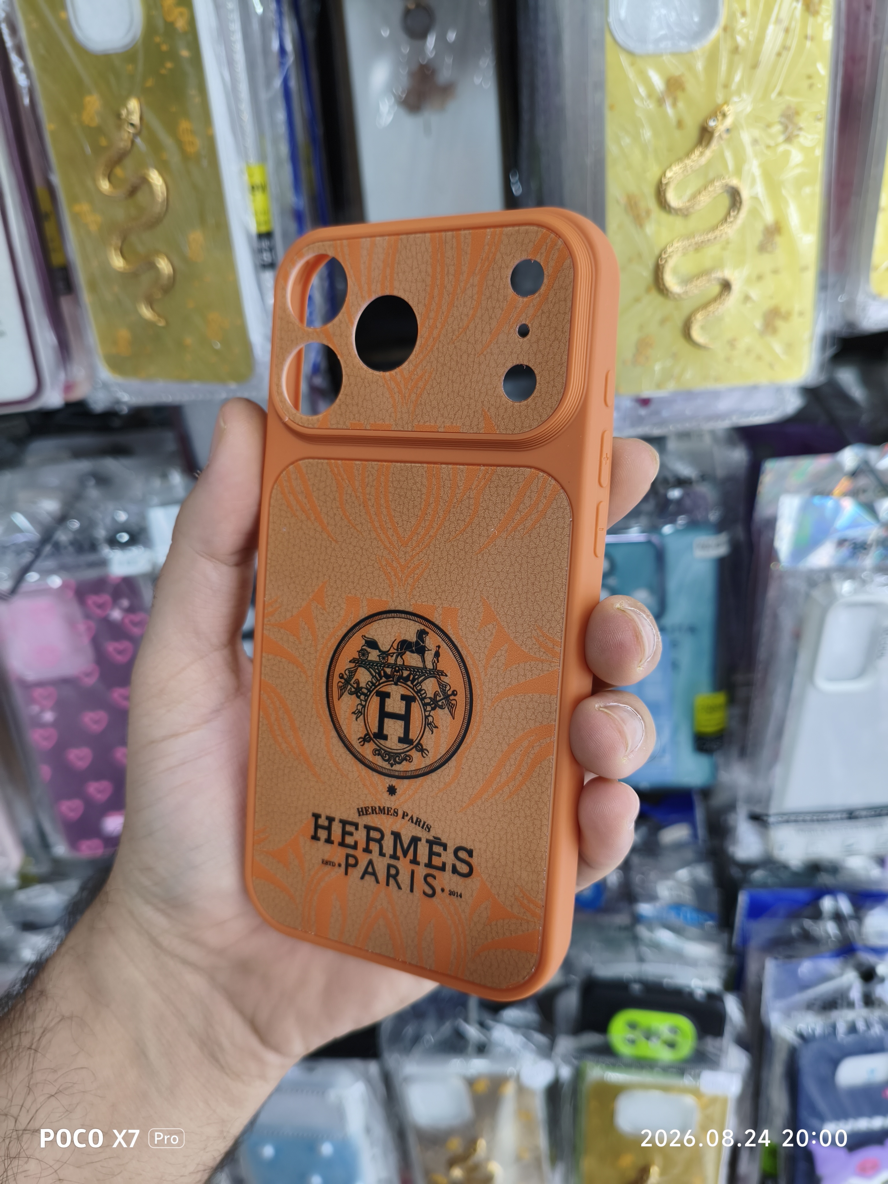 قاب iphone 17 pro max طرح هرمس Hermes | قاب لوکس و خاص نارنجی