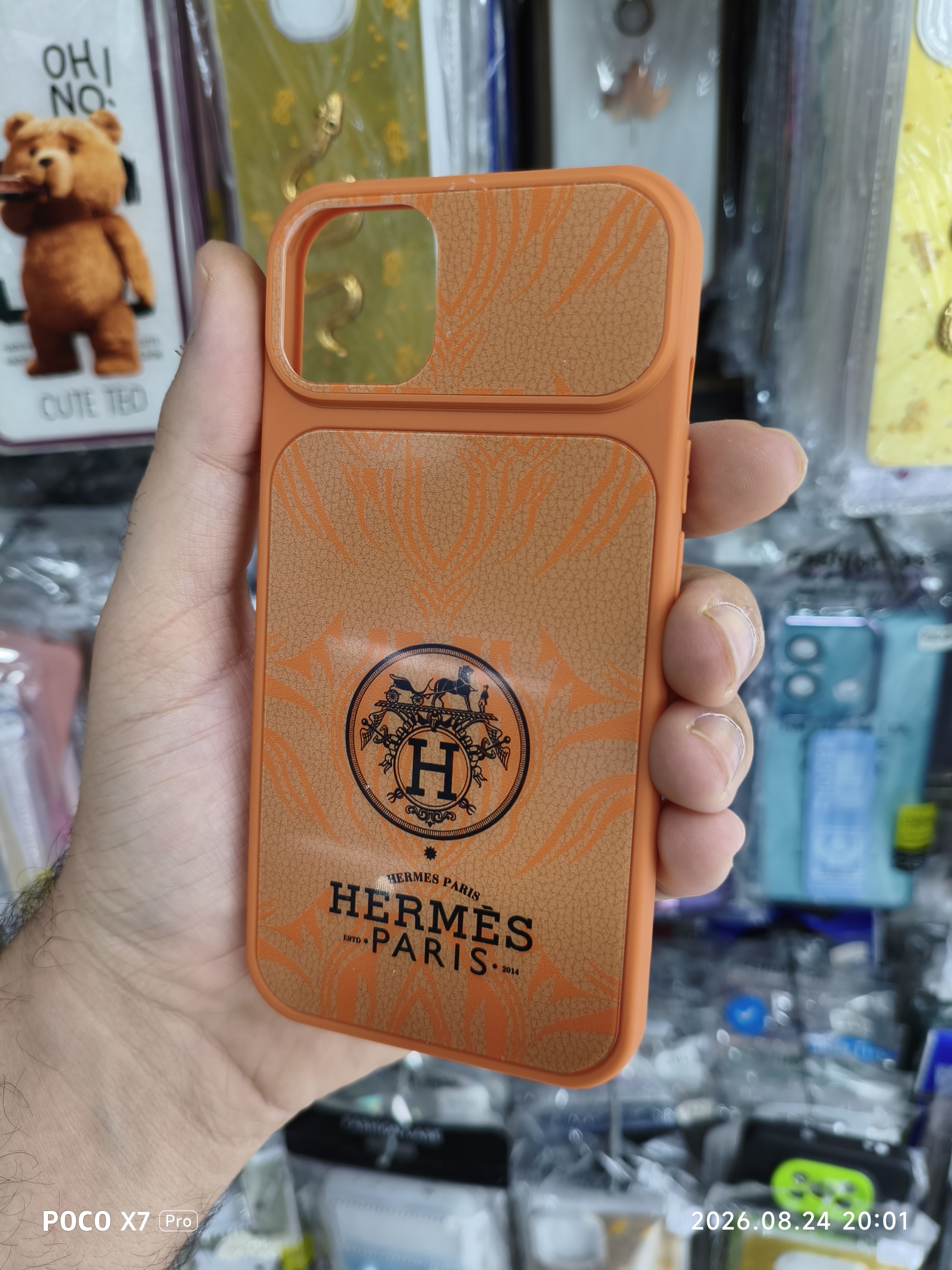 قاب iphone 13 / iphone 14 طرح هرمس Hermes | قاب لوکس و خاص نارنجی