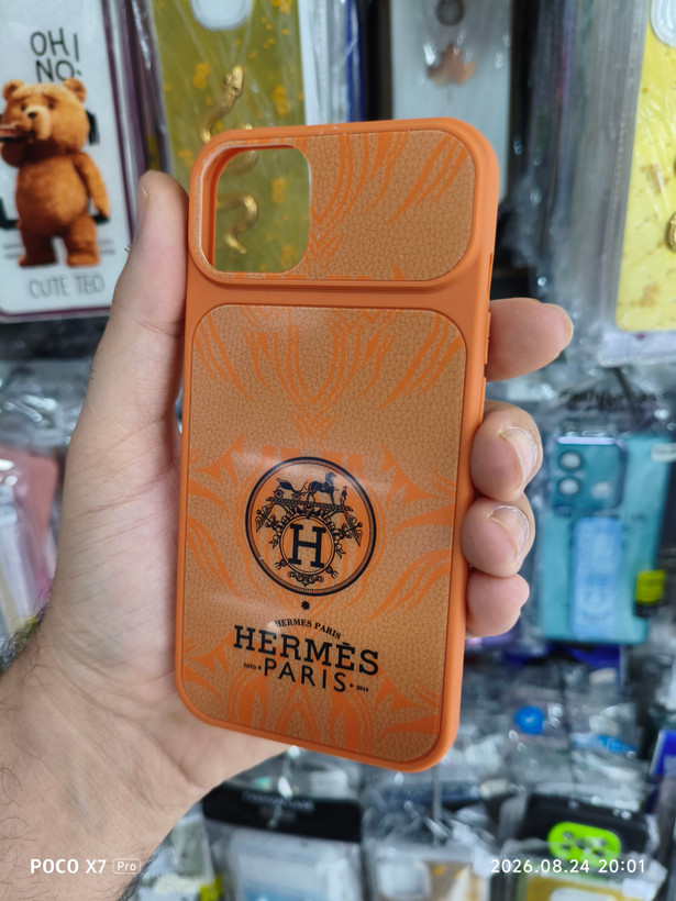 قاب iphone 13 / iphone 14 طرح هرمس Hermes | قاب لوکس و خاص نارنجی