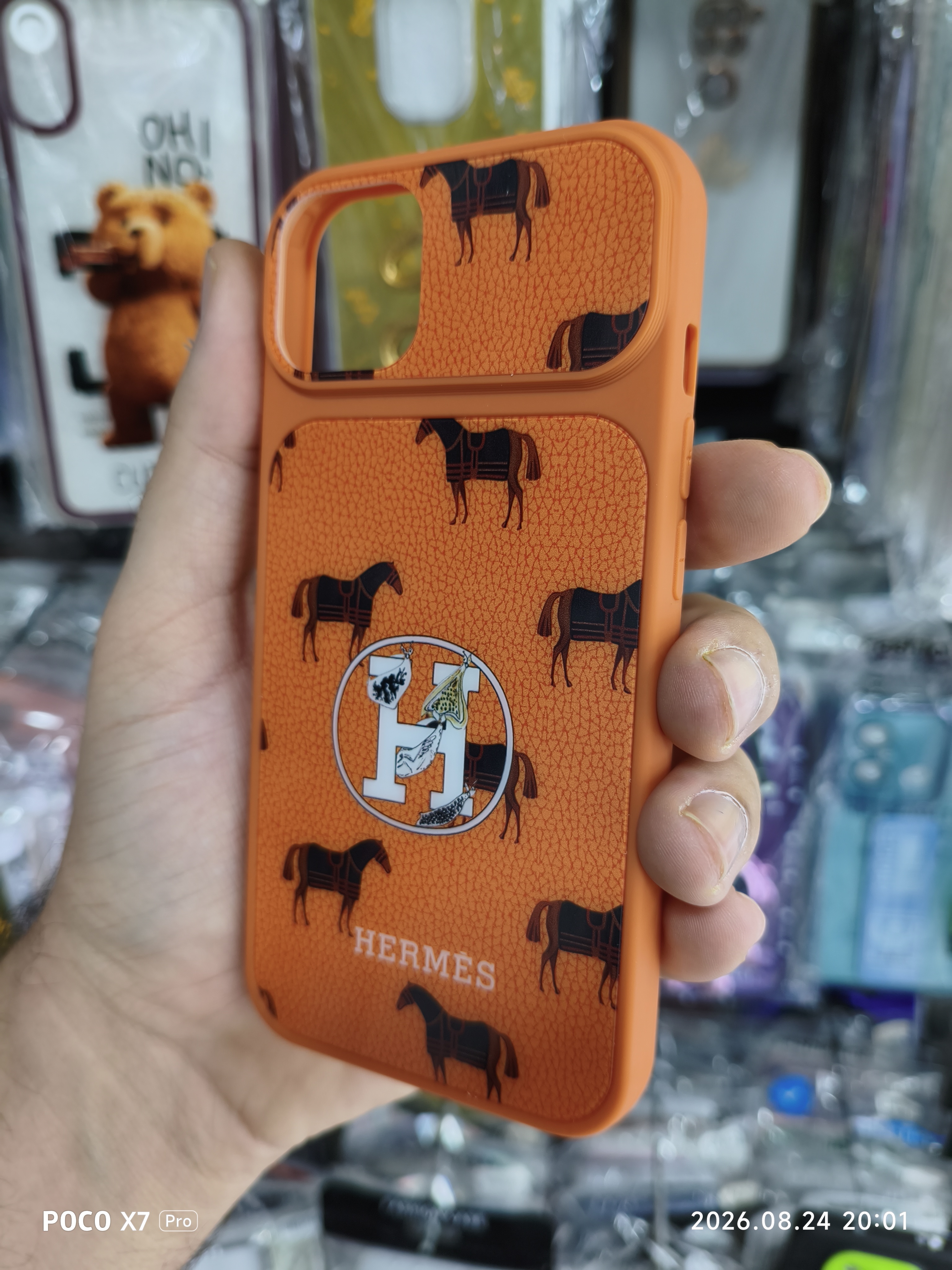 قاب iphone 13 / iphone 14 طرح هرمس Hermes | قاب لوکس و خاص نارنجی