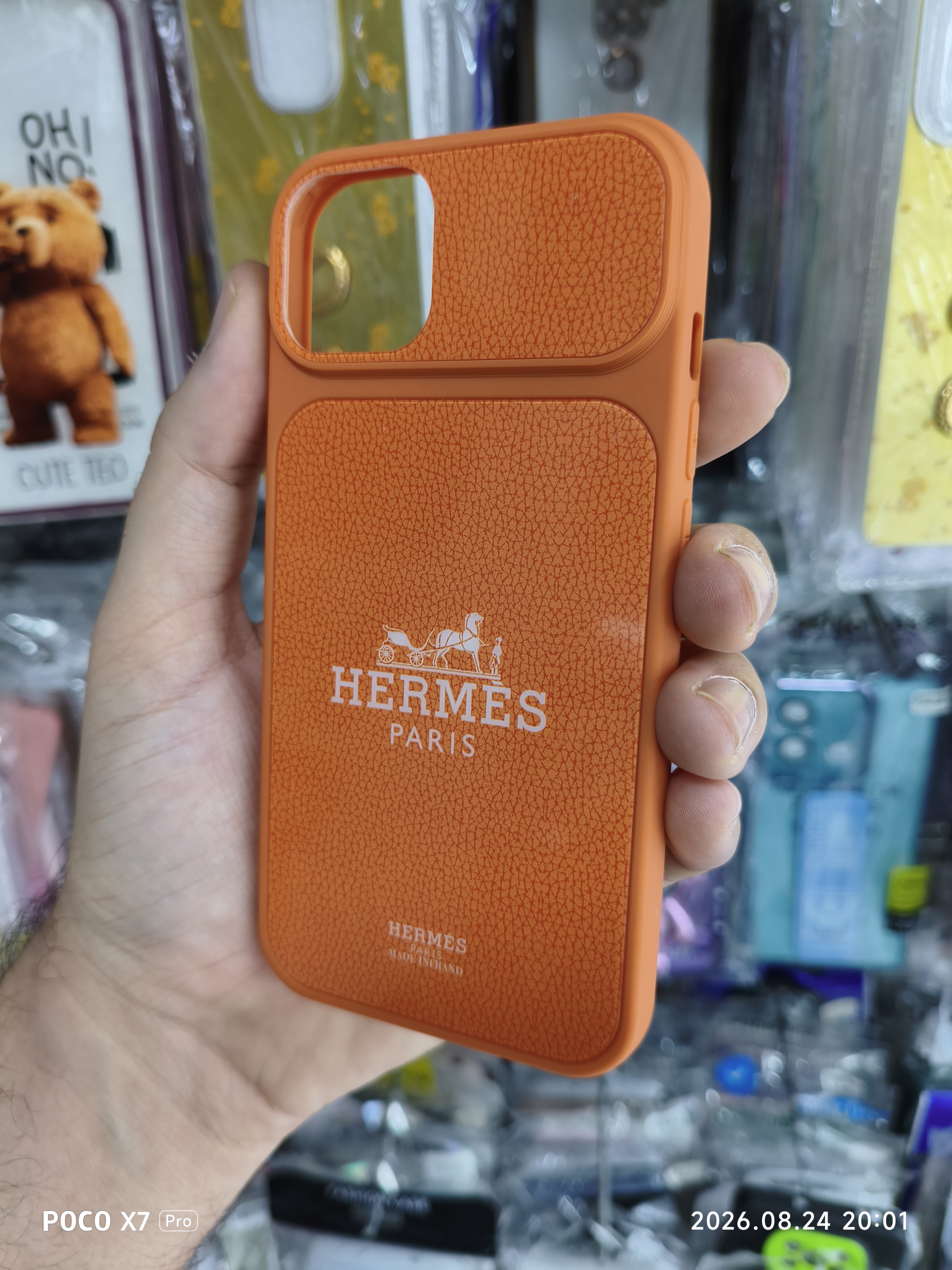 قاب iphone 13 / iphone 14 طرح هرمس Hermes | قاب لوکس و خاص نارنجی