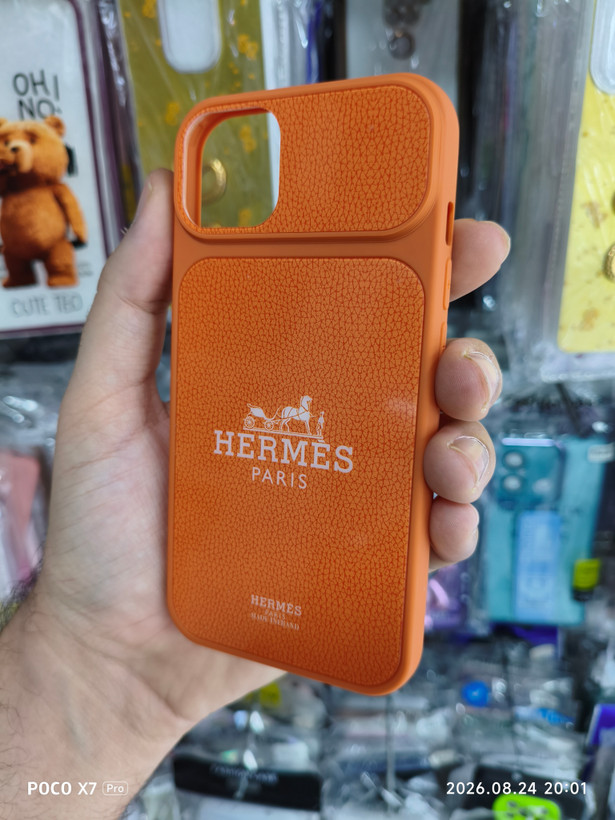 قاب iphone 13 / iphone 14 طرح هرمس Hermes | قاب لوکس و خاص نارنجی