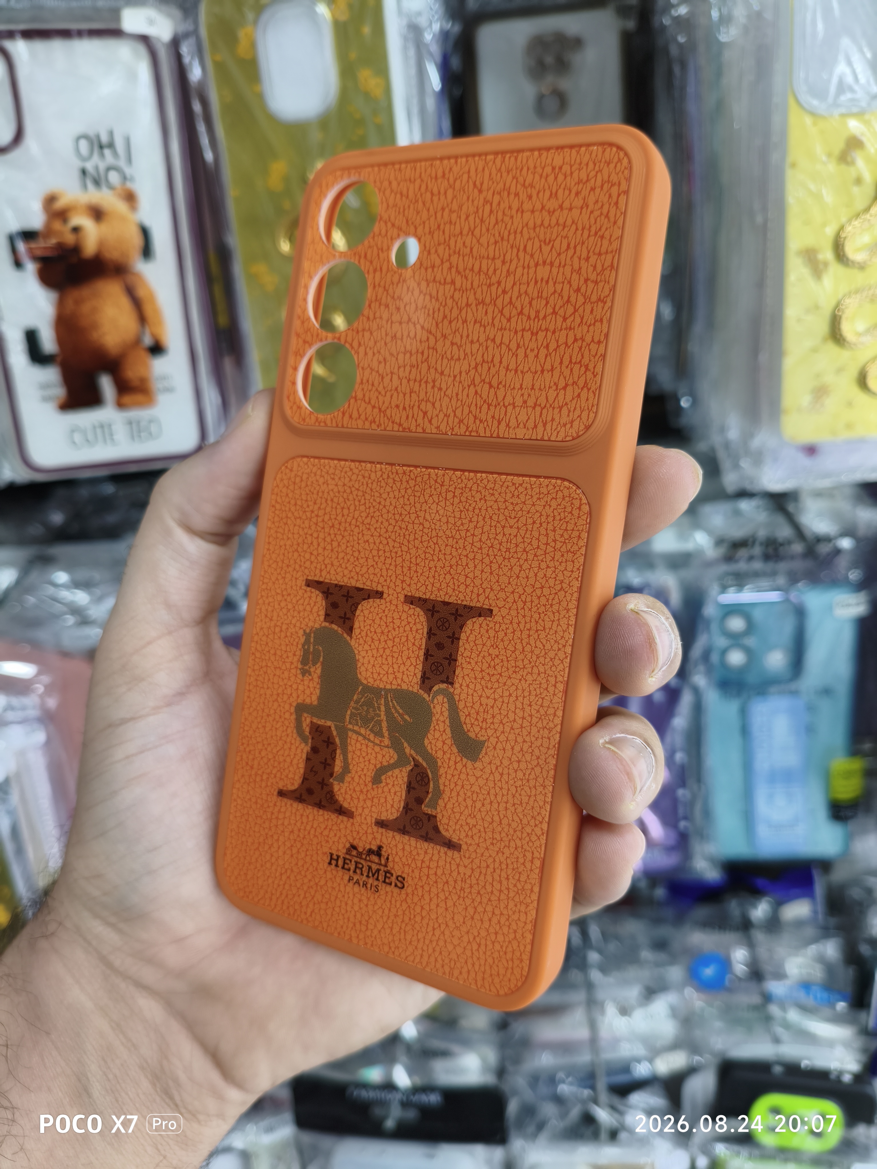 قاب Samsung S25FE طرح هرمس Hermes | قاب لوکس و خاص نارنجی