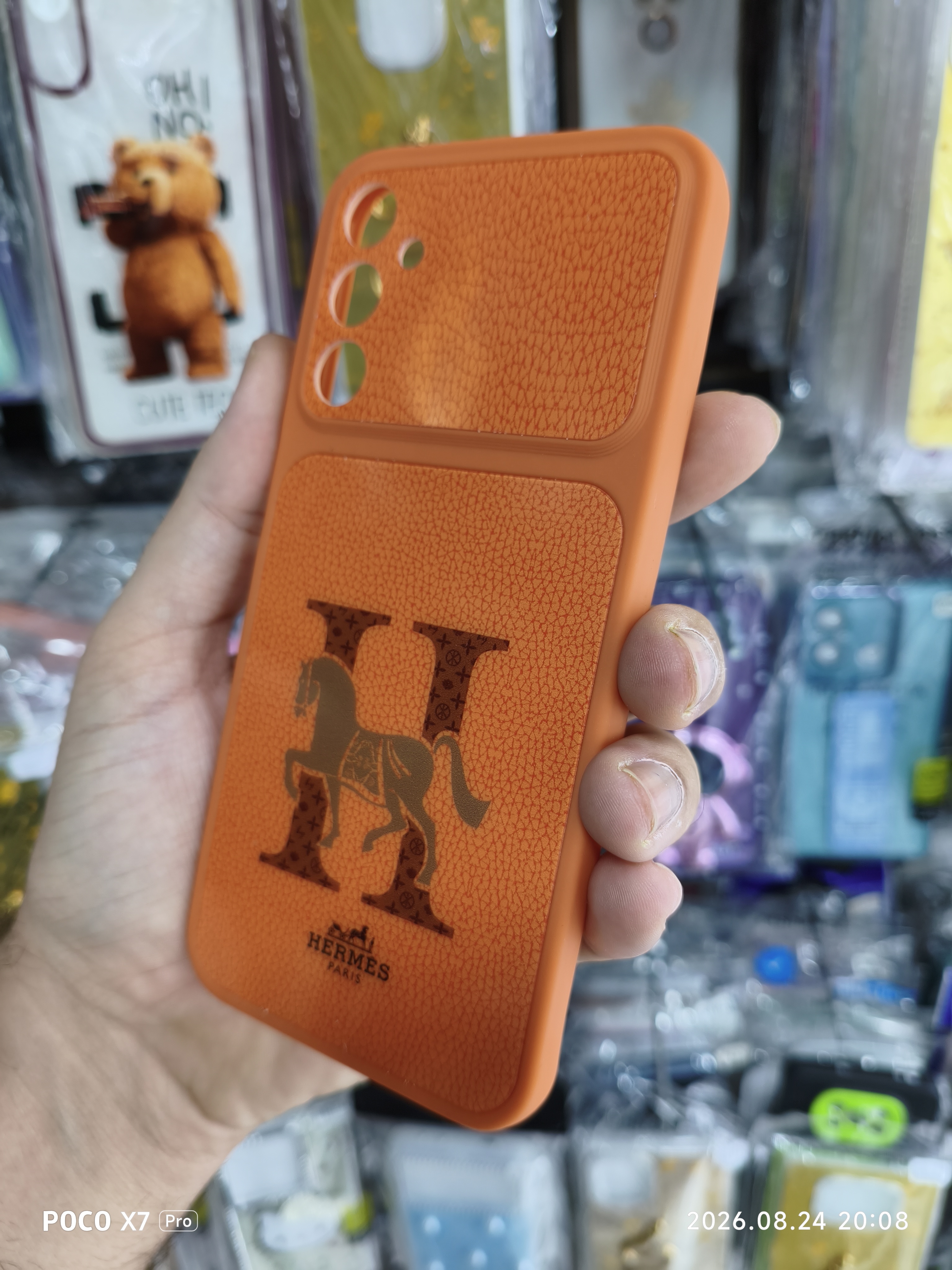 قاب Samsung A24 4g طرح هرمس Hermes | قاب لوکس و خاص نارنجی