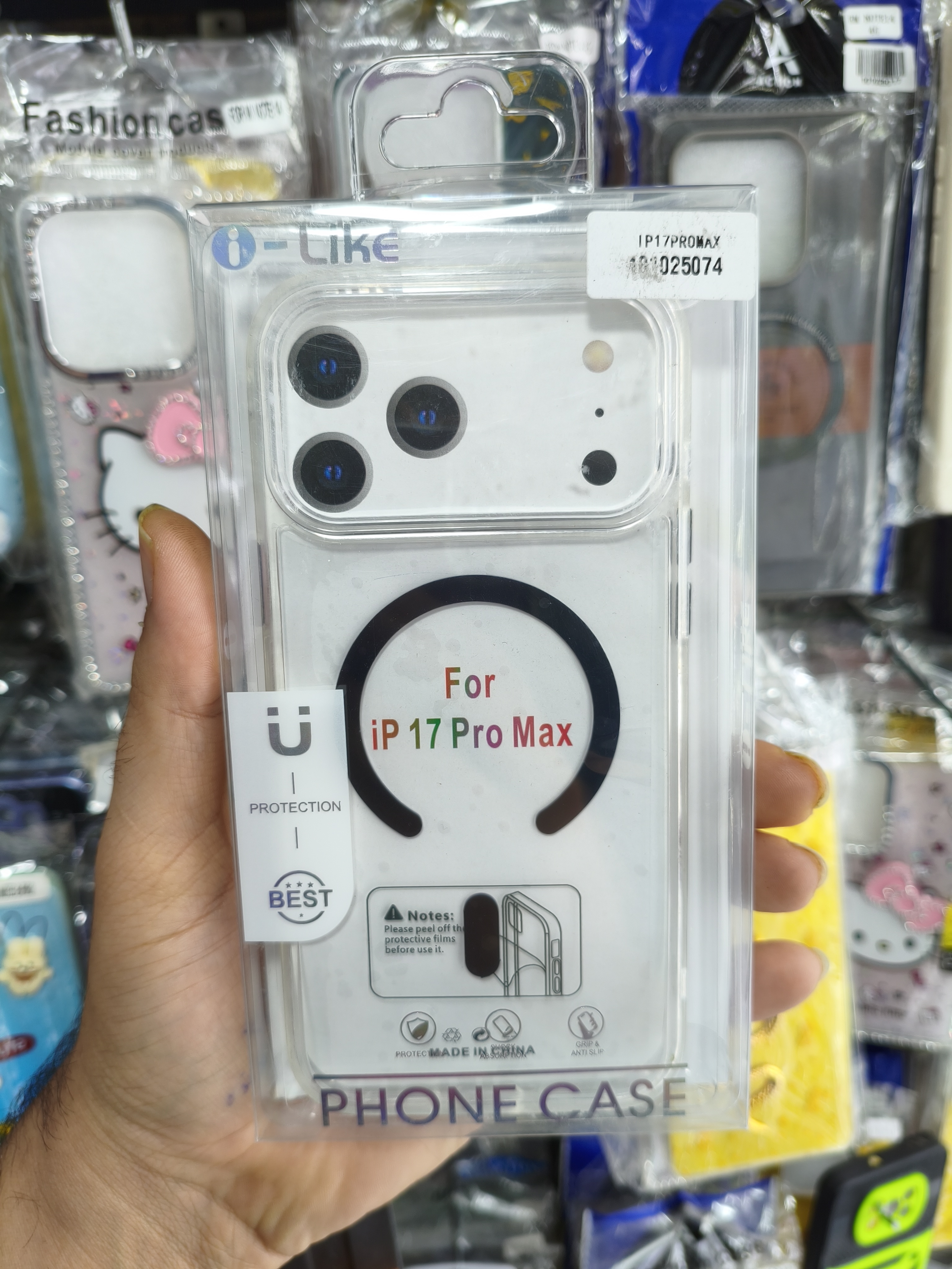 قاب iPhone 17 pro max 100% ORG شفاف مگ سیف فعال مشکی